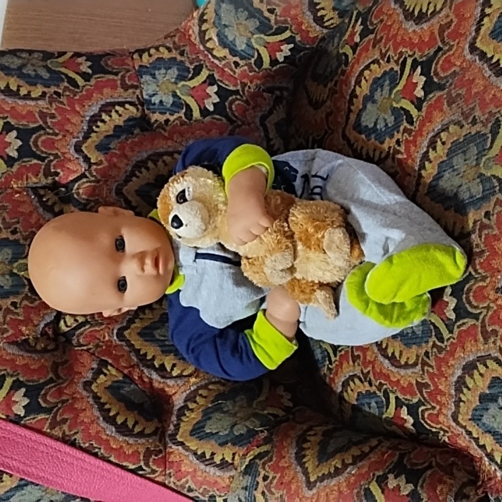 Babydoll Doll baby With Stuffed animal ZEPF Gerber Outfit